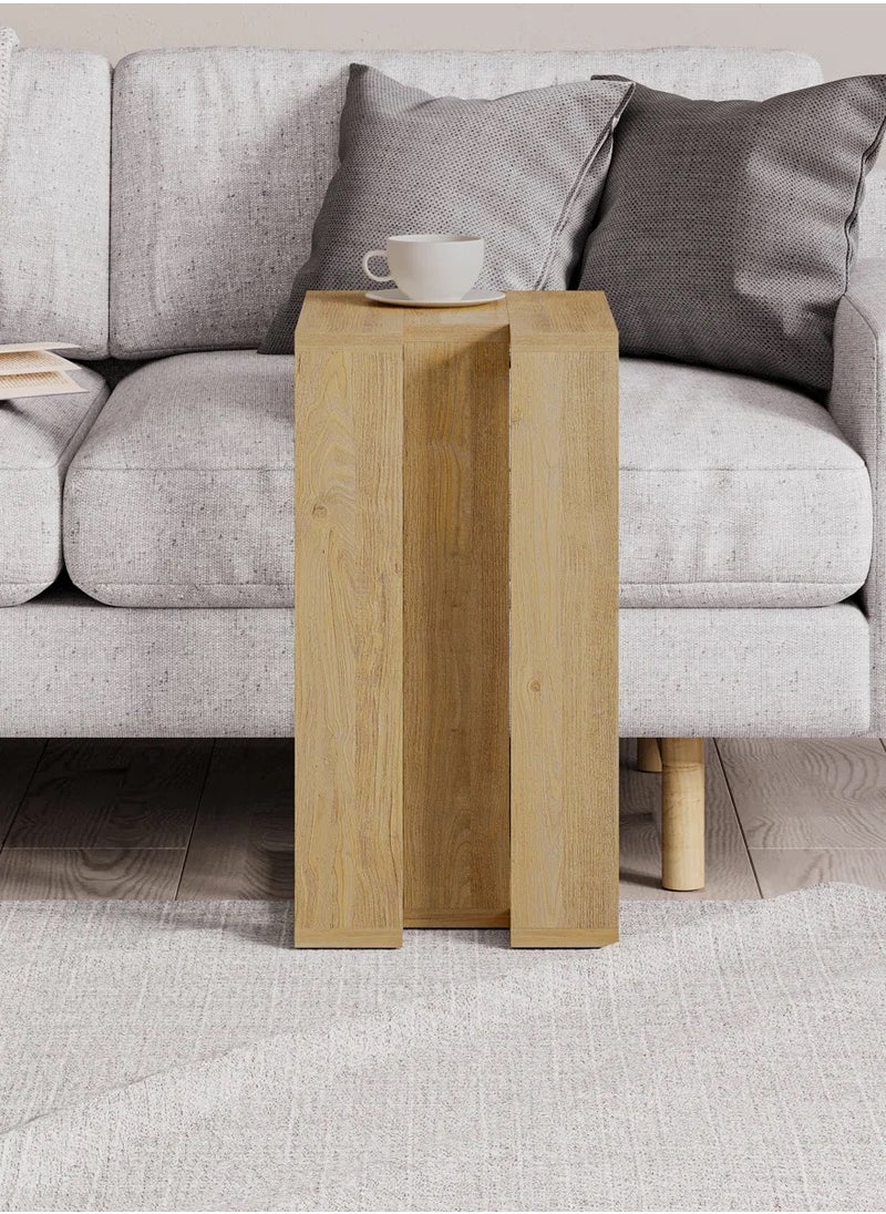 woodx Modern Compact C-Shaped Side Table – Light Oak Finish  - Image 4