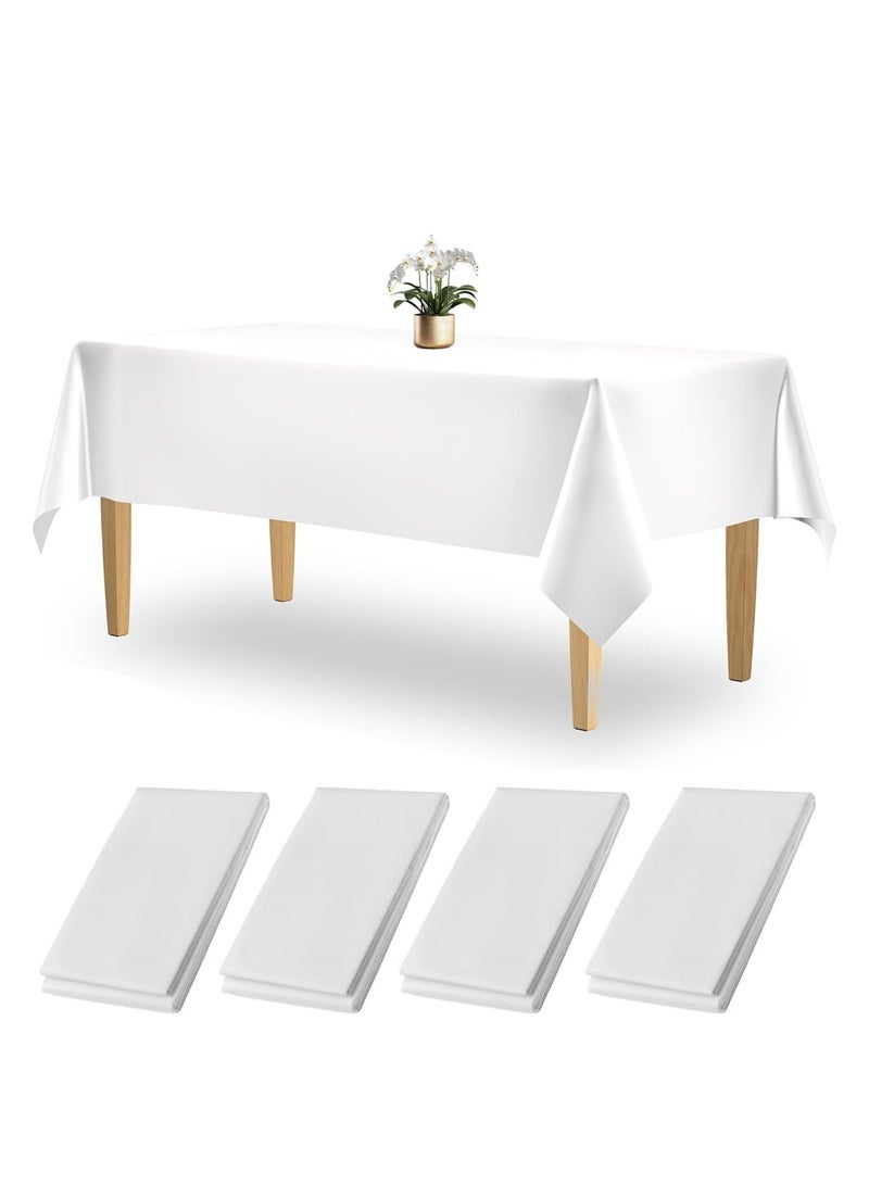 4 Pack Disposable Tablecloths Plastic Rectangle Table Cloth Waterproof Decorative Table Cover for BBQ Party Wedding Indoor or Outdoor Use - Image 1