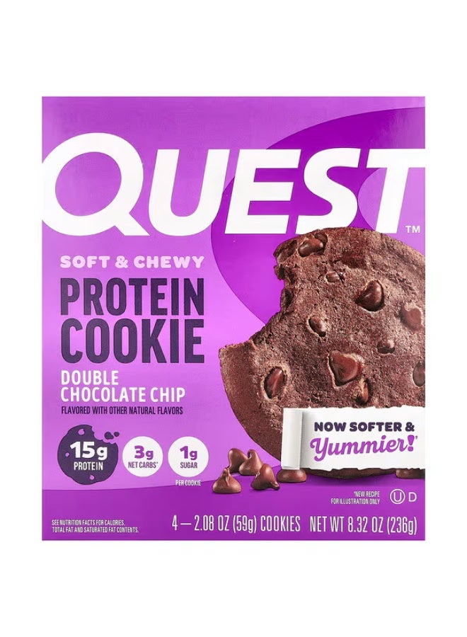 Quest Nutrition, Protein Cookie, Double Chocolate Chip, 4 Cookies, 2.08 oz (59 g) Each