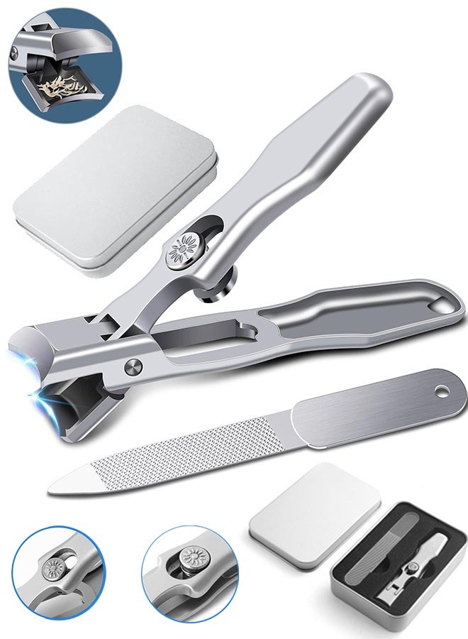 إم إكس إن مقص أظافر كبير جدًا مع مبرد التقاط وقفل أمان وصندوق تخزين معدني لكبار السن - فتحة فك واسعة بزاوية 180 درجة مقص أظافر شديد التحمل من الفولاذ المقاوم للصدأ - Image 1