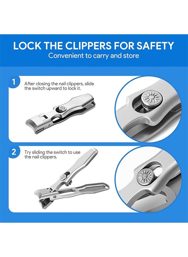 إم إكس إن مقص أظافر كبير جدًا مع مبرد التقاط وقفل أمان وصندوق تخزين معدني لكبار السن - فتحة فك واسعة بزاوية 180 درجة مقص أظافر شديد التحمل من الفولاذ المقاوم للصدأ - Image 3
