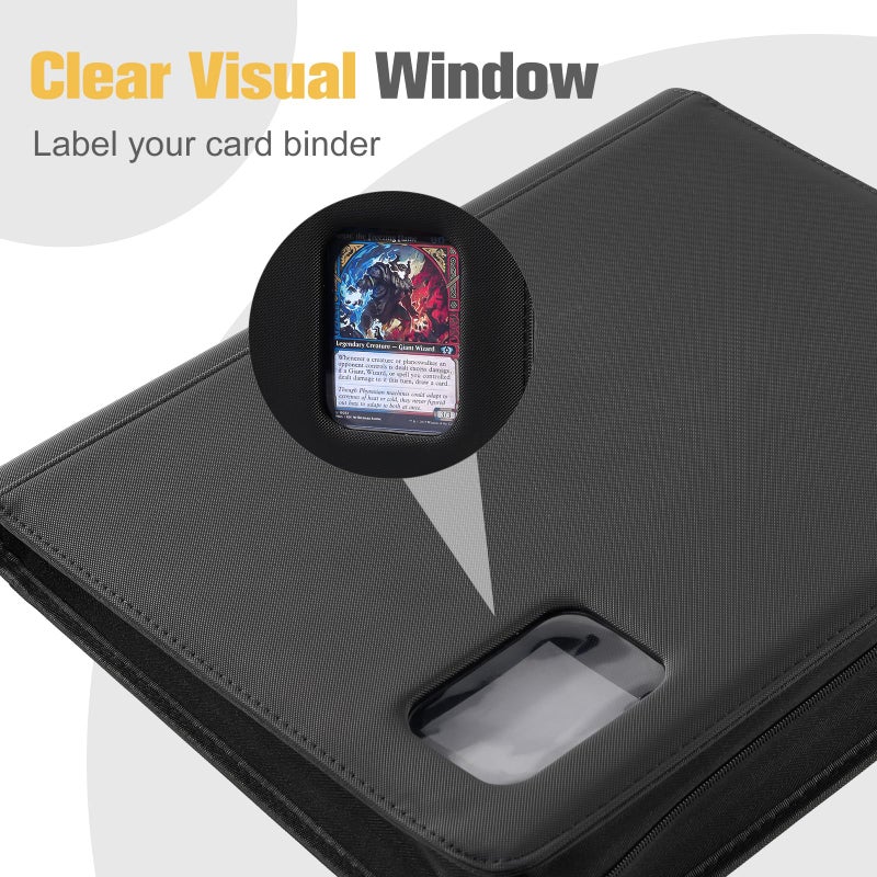 ProCase Top Loader Binder, 9 Pocket Holds 324 Toploaders, Waterproof PU Leather with Non-PVC Pockets for Trading Cards or Sports Cards, Compatible with TCG, MTG in 3"x4" Toploader -Black - Image 3