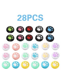 28 Pieces Replacement Cute Cat Claw Design Thumb Grip Caps Thumb Grips Analog Stick Cover Joystick Cap Soft Silicone Cover Compatible with Nintendo Switch, Switch Lite and Joy Con Controller