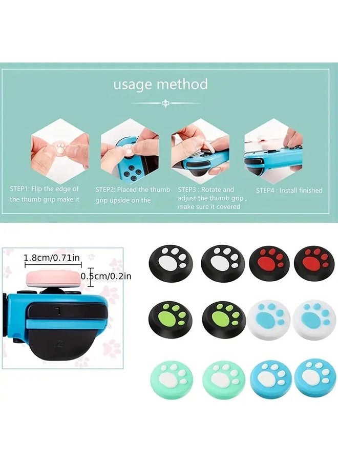 HY - 28 Pieces Replacement Cute Cat Claw Design Thumb Grip Caps Thumb Grips Analog Stick Cover Joystick Cap Soft Silicone Cover Compatible with Nintendo Switch, Switch Lite and Joy Con Controller - Image 1