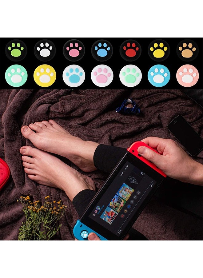 HY - 28 Pieces Replacement Cute Cat Claw Design Thumb Grip Caps Thumb Grips Analog Stick Cover Joystick Cap Soft Silicone Cover Compatible with Nintendo Switch, Switch Lite and Joy Con Controller - Image 1