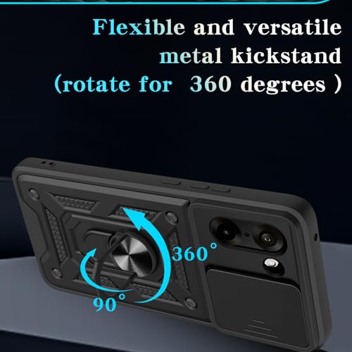 Spazy Case® OnePlus Nord CE 5 Back Cover | Heavy Duty Hybrid Case with 360 Degree Rotating Finger Ring Holder + Slider Shutter Camera Protection Case for OnePlus Nord CE 5 - Blue - Image 5