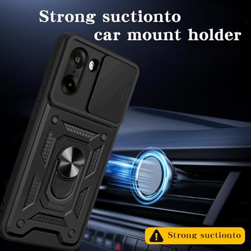 Spazy Case® OnePlus Nord CE 5 Back Cover | Heavy Duty Hybrid Case with 360 Degree Rotating Finger Ring Holder + Slider Shutter Camera Protection Case for OnePlus Nord CE 5 - Blue - Image 3