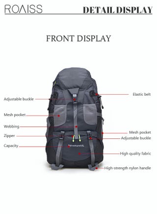 Unisex Outdoor Backpack 50l Capacity Multifunction Long-Distance Travel Bag for Men and Women Multi-pocket Water-Resistant Oxford Shockproof Decompression for Camping Hiking Climbing Sports Travel Black - view 3