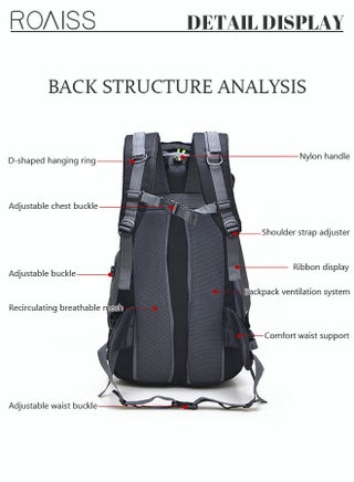Unisex Outdoor Backpack 50l Capacity Multifunction Long-Distance Travel Bag for Men and Women Multi-pocket Water-Resistant Oxford Shockproof Decompression for Camping Hiking Climbing Sports Travel Black - view 4