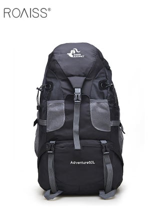 Unisex Outdoor Backpack 50l Capacity Multifunction Long-Distance Travel Bag for Men and Women Multi-pocket Water-Resistant Oxford Shockproof Decompression for Camping Hiking Climbing Sports Travel Black - view 2