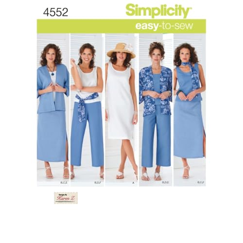 Simplicity نمط خياطة سهل 4552 تنورة، بنطلون، فستان، وشال بحجم كبير للنساء من كارين ز، الأحجام AA (10-18)  - Image 1