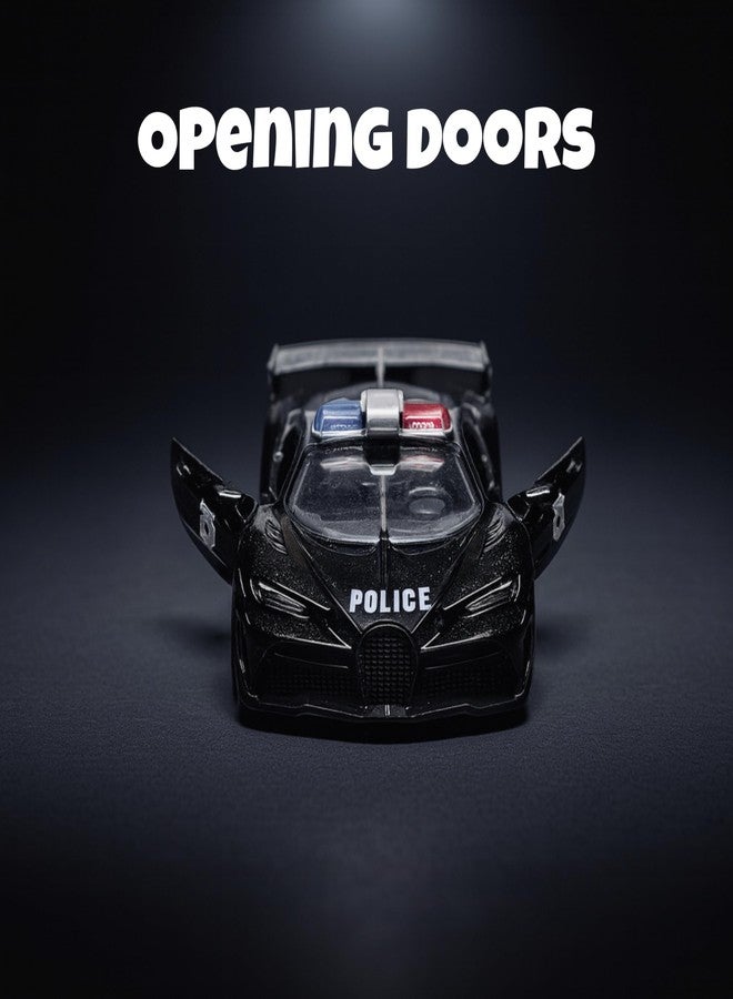 SPEEDYZ Metal Diecast Pull Back Police Car Toy for Kids | Black Friction Powered Police Vehicle | Premium Metal Toy Car for Boys & Girls | Durable Diecast Model Car | Collectible Toy Car for Kids - Image 3