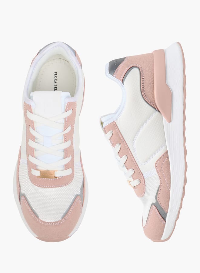 Flora Bella By Shoexpress Women's Colourblock Sneakers with Lace-Up Closure  - Image 1