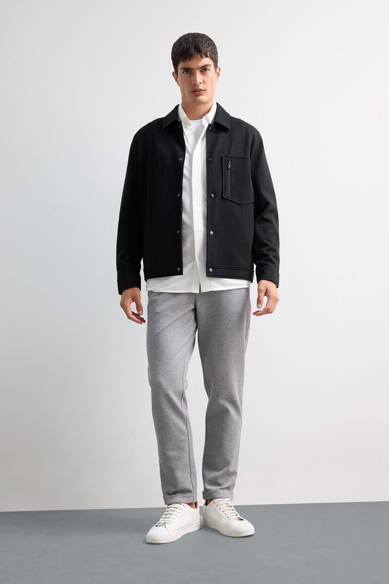 DeFacto Black Man Regular Fit Knitted Embroidered Jacket Casual - Image 2