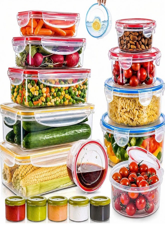 RFAQK 28 Pcs Food Storage Containers with Airtight Lids-(85OZ to 1.2OZ) 14 Clear Plastic Containers with 14 Lids-Large Meal Prep Fruits Containers for Kitchen-Freezer,Microwave and Dishwasher Safe - Image 1