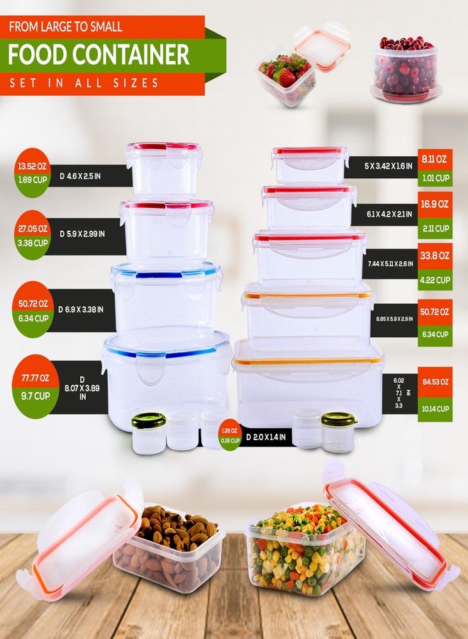 RFAQK 28 Pcs Food Storage Containers with Airtight Lids-(85OZ to 1.2OZ) 14 Clear Plastic Containers with 14 Lids-Large Meal Prep Fruits Containers for Kitchen-Freezer,Microwave and Dishwasher Safe - Image 3