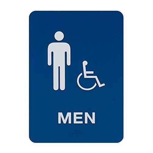 SBlabels Men & Women's Handicap Restroom Sign Set w/Braille (Blue) - Image 2