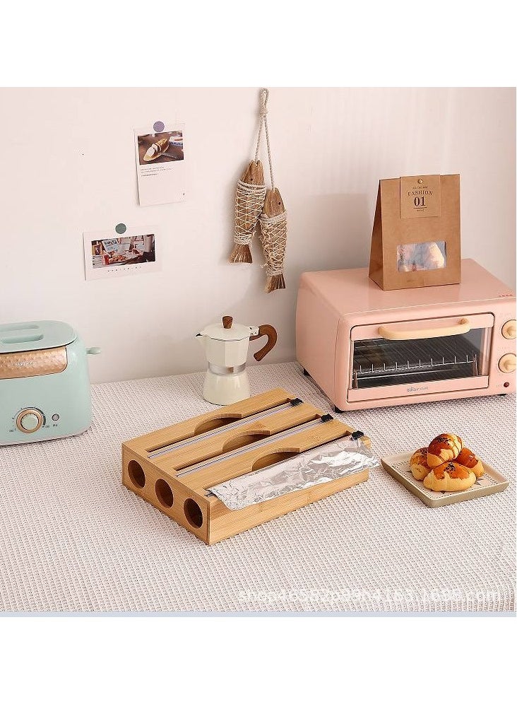 Generic Triple Foil Holder – A Chic Wooden Touch for Your Kitchen W  - Image 2