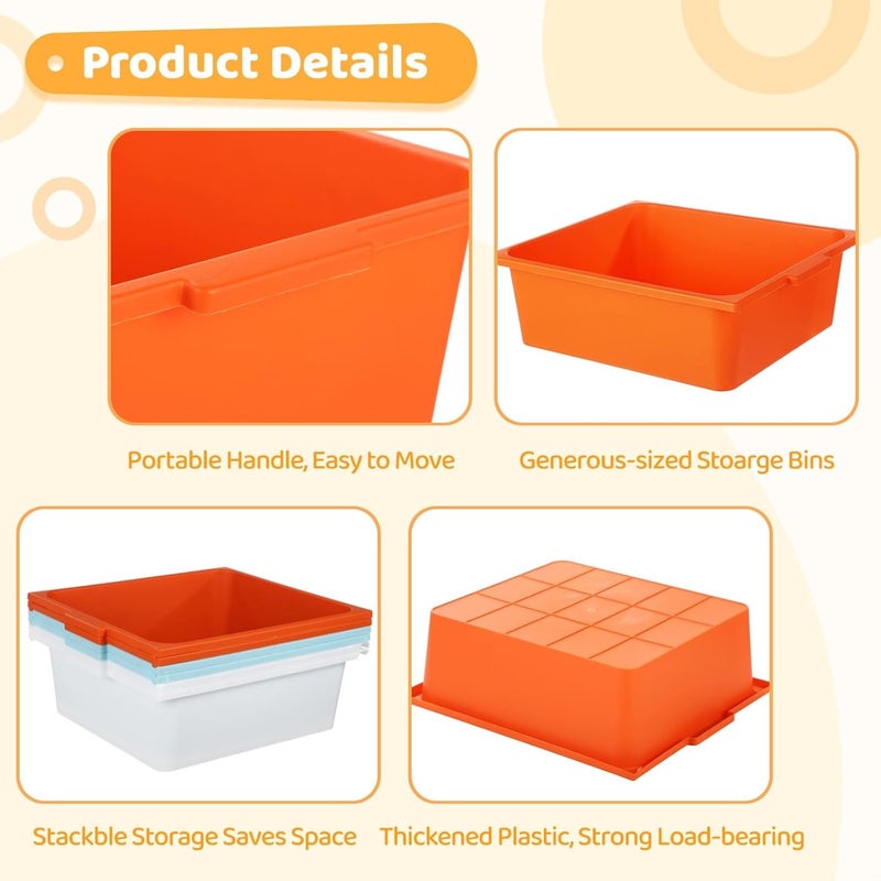 6-Pack Plastic Storage Baskets - 11.8 in, Stackable Design, 36 Labels, for Home/Classroom - Image 2