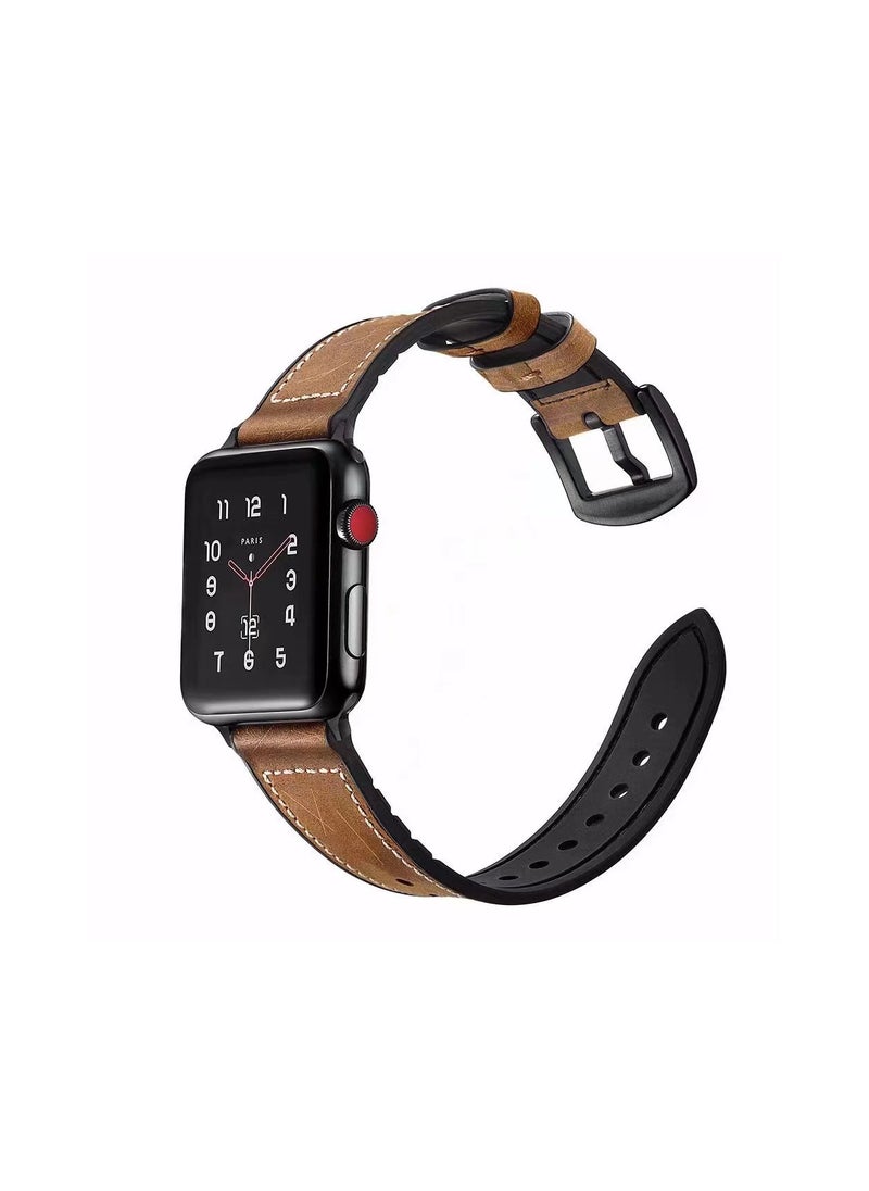 HEXABEX - Apple Watch Leather band, Apple Watch Leather Strap for Apple Watch All Series Compatible with 42mm(Series 10)/41mm/40mm/38mm Brown - Image 1