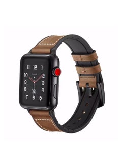 Apple Watch Leather band, Apple Watch Leather Strap for Apple Watch All Series Compatible with 42mm(Series 10)/41mm/40mm/38mm Brown