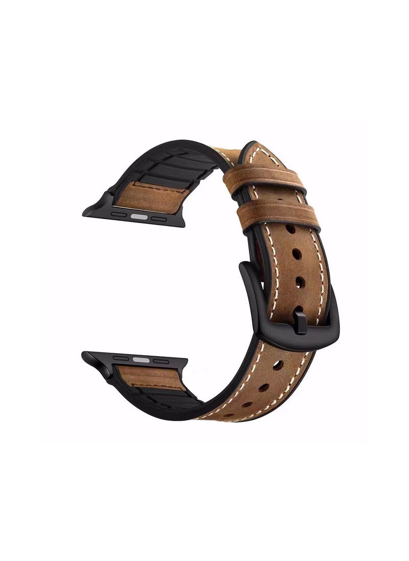 HEXABEX - Apple Watch Leather band, Apple Watch Leather Strap for Apple Watch All Series Compatible with 42mm(Series 10)/41mm/40mm/38mm Brown - Image 1