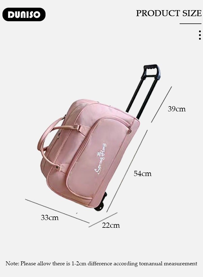 DUNISO 2 in 1 Suitcase for Men and Women, Large Capacity Hand Luggage Bag with Adjustable Pull Rod Portable Trolley Luggage Bag Travel Duffel Bag Multi-pocket Trolley Carry on Bag for Business Travel - Image 4