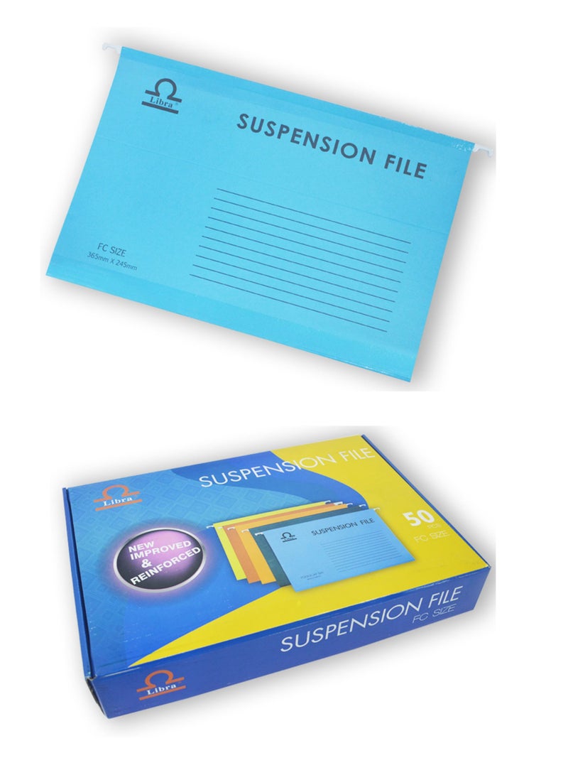 Libra Foolscap Suspension File 230gsm Blue, 50pcs - Image 1