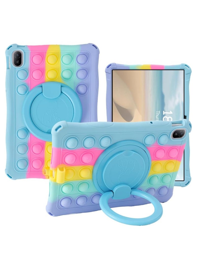 Case Compatible with Huawei MatePad SE 11 inch 2024 Kids Soft Silicon 360 Rotating Ring Stand Cover with Should Strap - Image 1