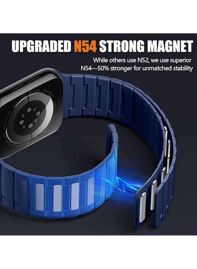 ICARLUS Magnetic Watchband Compatible with Apple Watch for Men 44mm 45mm 46mm 49mm 42mm（Series 3） Women Silicone Sport Strong Magnet Strap for iWatch Series 10 9 ULTRA 2 SE 8 7 6 5 4 3 1 - Image 2