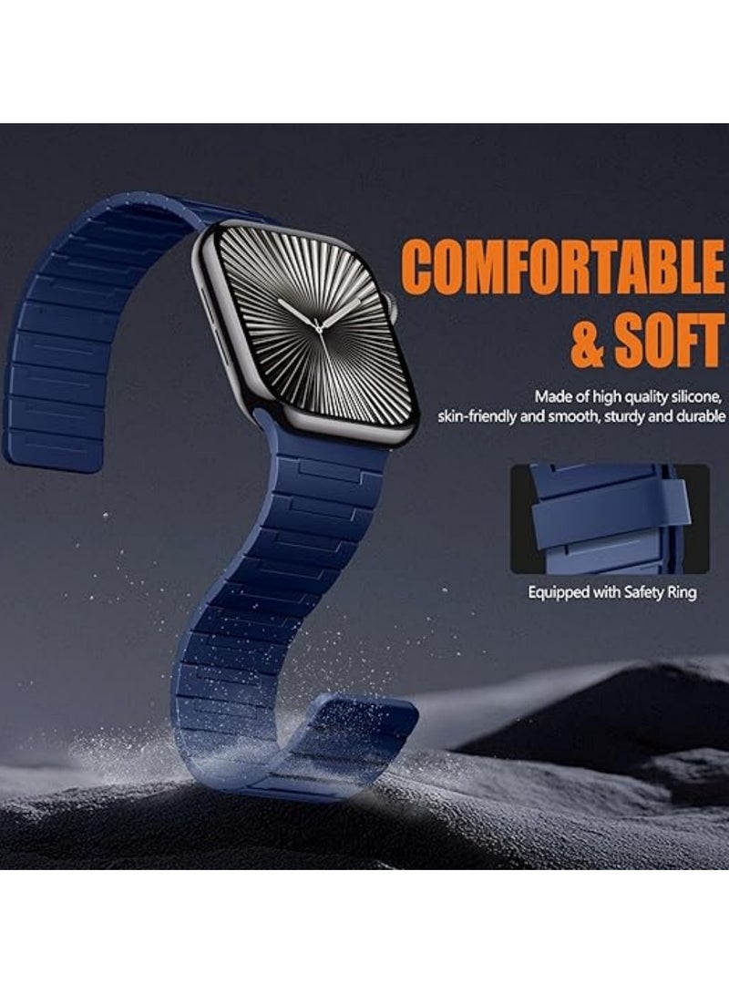 ICARLUS Magnetic Watchband Compatible with Apple Watch for Men 44mm 45mm 46mm 49mm 42mm（Series 3） Women Silicone Sport Strong Magnet Strap for iWatch Series 10 9 ULTRA 2 SE 8 7 6 5 4 3 1 - Image 3