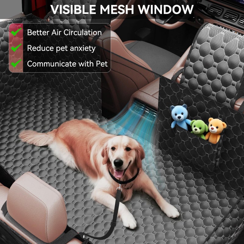 DIAMOOKY Dog Car Seat Cover for Back Seat, Waterproof Back Seat Extender for Dogs w/Door & Headrest Protector, Hard Bottom Pet Bed Hammock Holds 420lbs, for Cars SUVs Small Trucks(Not for 3-row seats) - Image 5