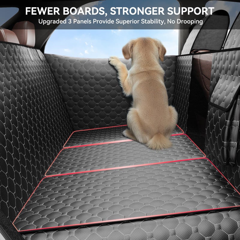 DIAMOOKY Dog Car Seat Cover for Back Seat, Waterproof Back Seat Extender for Dogs w/Door & Headrest Protector, Hard Bottom Pet Bed Hammock Holds 420lbs, for Cars SUVs Small Trucks(Not for 3-row seats) - Image 4