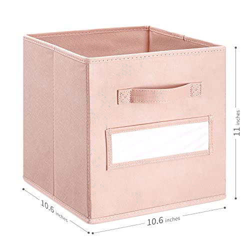 artsdi 11 Inch Storage Cube,Storage bin,cube storage (Set of 10) Foldable Fabric Cube Storage Bins with 10 Labels Window Cards & a Pen,Baskets Containers for Shelves,Closet Organizers Box,Pink - Image 3