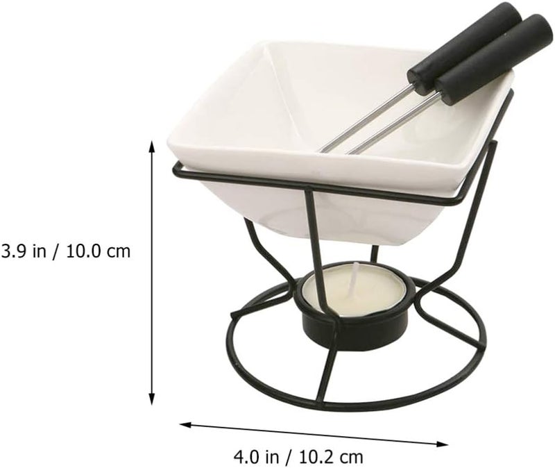 YARNOW Ceramic Butter Warmer Melting Pot with Tealight Candle for Cheese Chocolate Fondue Hot Pot DIY Baking Tool 4-Inch Compact Cooker - Image 2