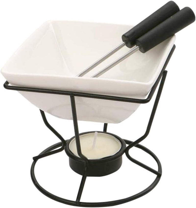YARNOW Ceramic Butter Warmer Melting Pot with Tealight Candle for Cheese Chocolate Fondue Hot Pot DIY Baking Tool 4-Inch Compact Cooker - Image 1