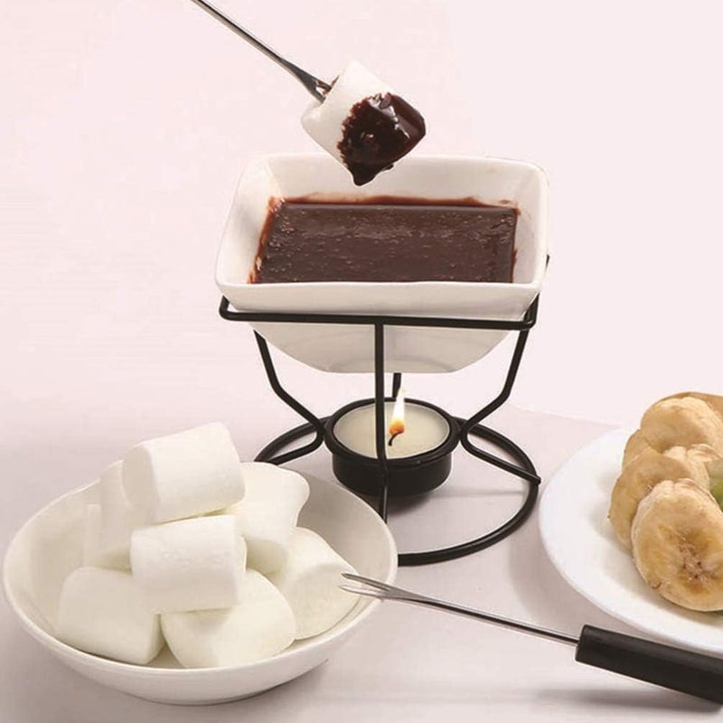 YARNOW Ceramic Butter Warmer Melting Pot with Tealight Candle for Cheese Chocolate Fondue Hot Pot DIY Baking Tool 4-Inch Compact Cooker - Image 5