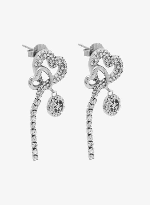 Pave Hearts Drop Earrings