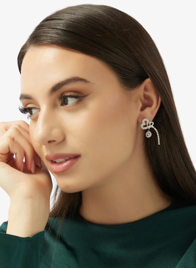 GUESS Pave Hearts Drop Earrings