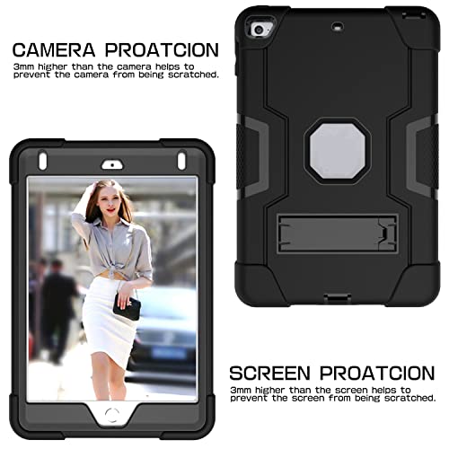 Jaorty Case for iPad mini 5 2019,for iPad mini 4 2015,7.9 Inch,3 in 1 Hybrid [Soft&Hard] Heavy Duty Rugged Stand Cover Shockproof Anti-Slip Anti-Scratch Full-Body Protective Case,Black/Black - Image 4