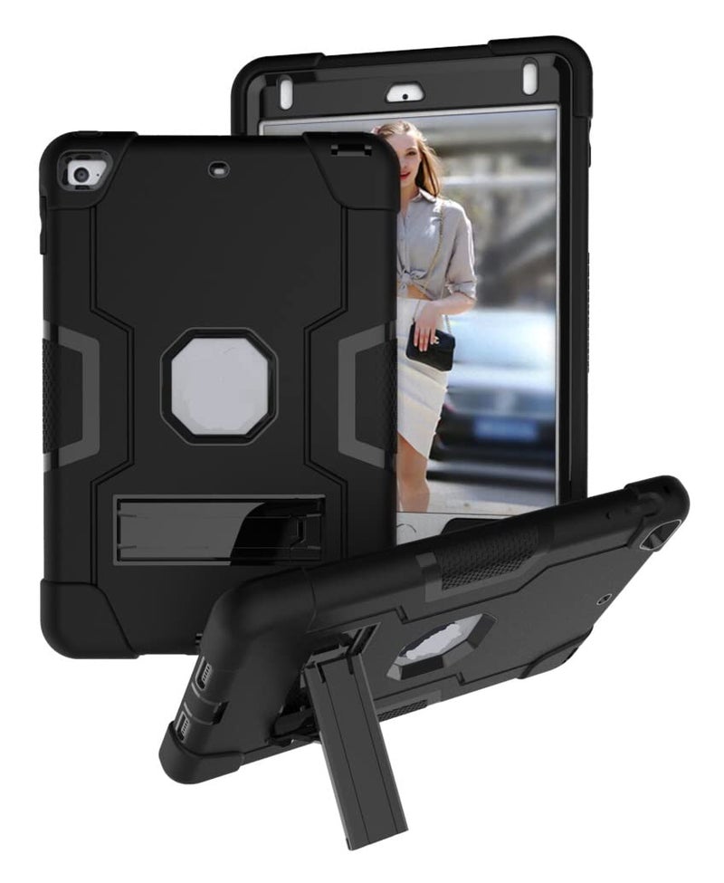 Jaorty Case for iPad mini 5 2019,for iPad mini 4 2015,7.9 Inch,3 in 1 Hybrid [Soft&Hard] Heavy Duty Rugged Stand Cover Shockproof Anti-Slip Anti-Scratch Full-Body Protective Case,Black/Black - Image 1