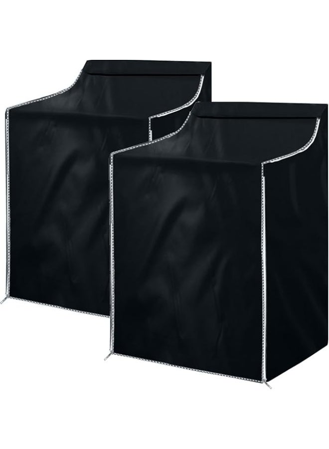 2 pieces of washer and dryer covers – portable washing machine cover with zipper design, dustproof and waterproof, easy to use and suitable for most front‑loading machines (2 pieces, black). - Image 1
