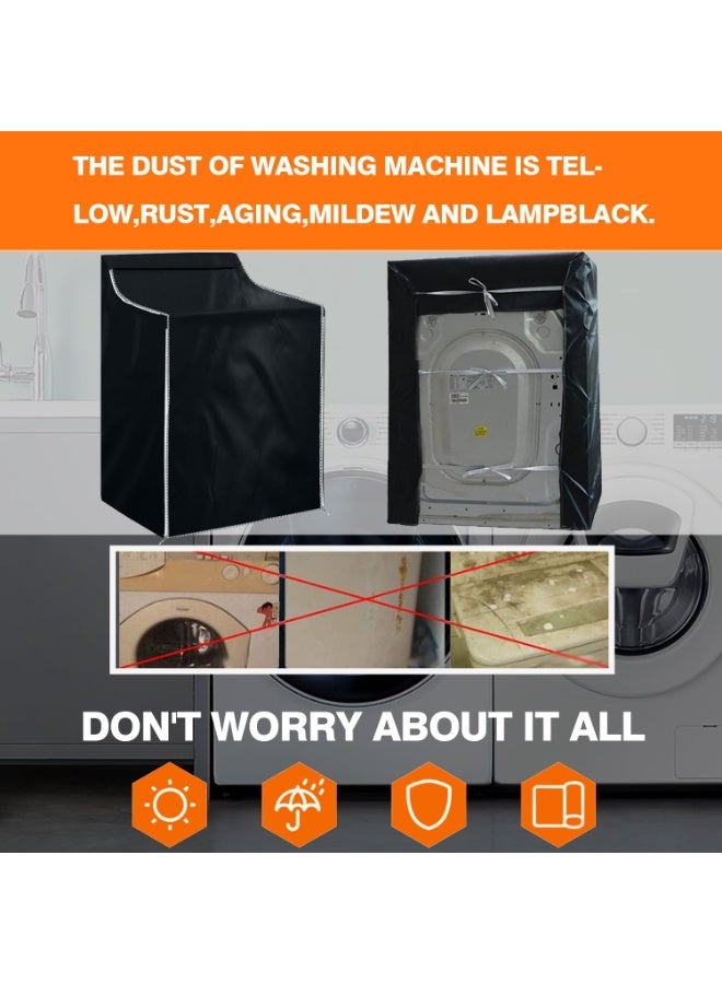 2 pieces of washer and dryer covers – portable washing machine cover with zipper design, dustproof and waterproof, easy to use and suitable for most front‑loading machines (2 pieces, black). - Image 2