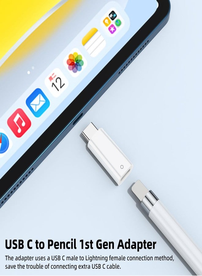 AreMe USB C to Pencil Adapter for Apple Pencil 1st Generation, USB Type C Pencil Charging Dongle Connector Only Compatible with iPad 10th/11th A16 2025 Gen (White) - Image 5