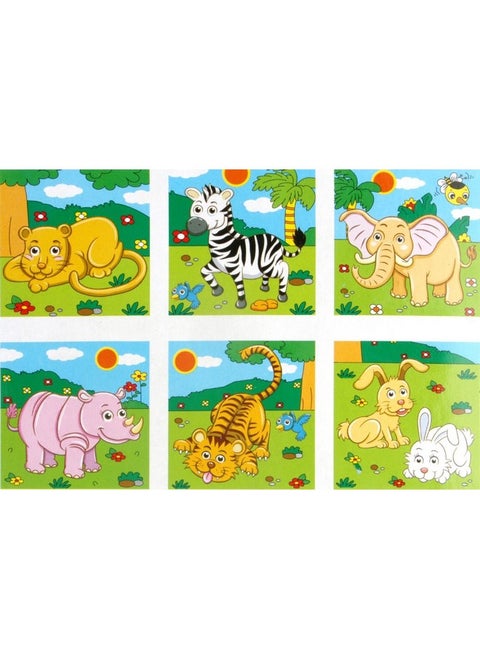 Vibgyor Vibes Early Age 6 in 1 Wood Block Puzzles for Small Kids (Zoo Animals Theme), Multi Color