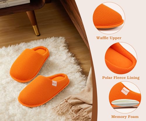 ONCAI Slippers Women Cushion Memory Foam Slipper for Woman 2026 Soft Home Cotton Warm Comfortable Winter Ladies Slide Slipper Slip On Home Bedroom Best House Shoes Indoor Outdoor Orange Size 8 US - Image 3