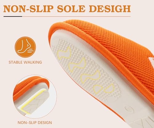 ONCAI Slippers Women Cushion Memory Foam Slipper for Woman 2026 Soft Home Cotton Warm Comfortable Winter Ladies Slide Slipper Slip On Home Bedroom Best House Shoes Indoor Outdoor Orange Size 8 US - Image 5