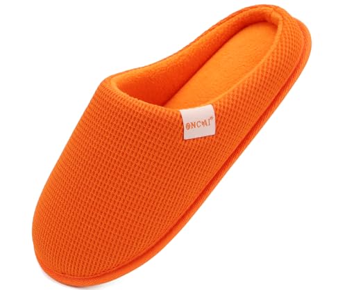 ONCAI Slippers Women Cushion Memory Foam Slipper for Woman 2026 Soft Home Cotton Warm Comfortable Winter Ladies Slide Slipper Slip On Home Bedroom Best House Shoes Indoor Outdoor Orange Size 8 US - Image 1