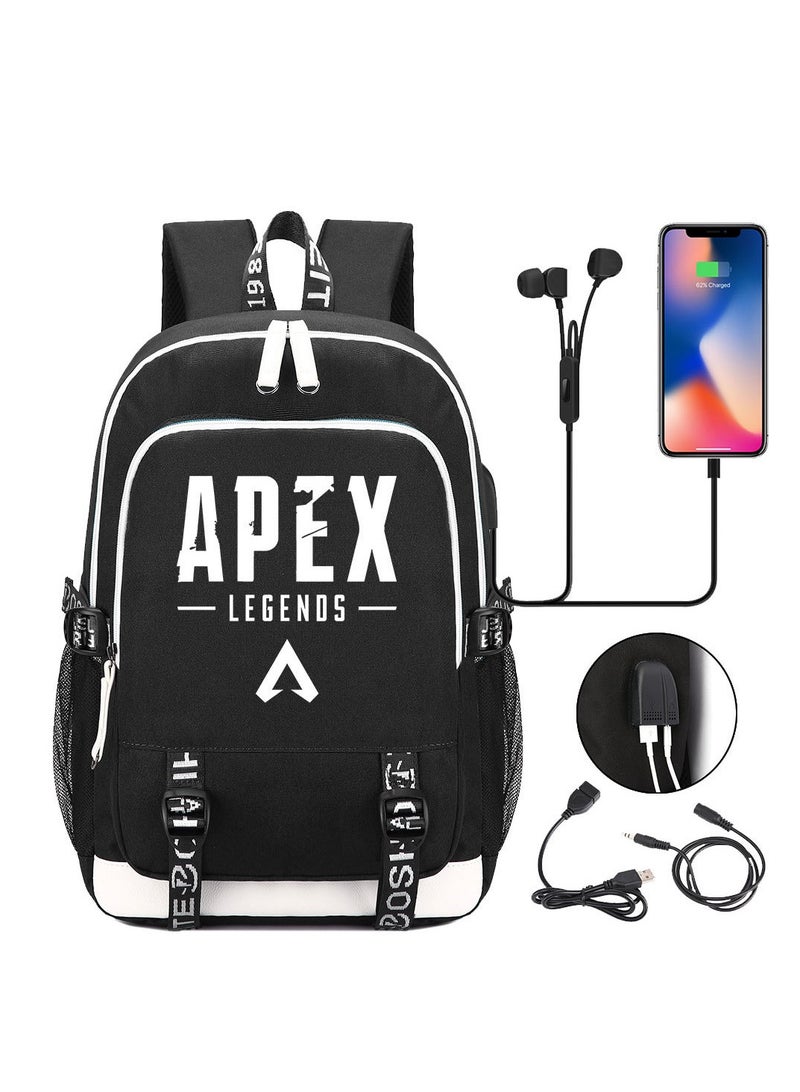 حقيبة ظهر مطبوعة بمنفذ USB للشباب المشغولين