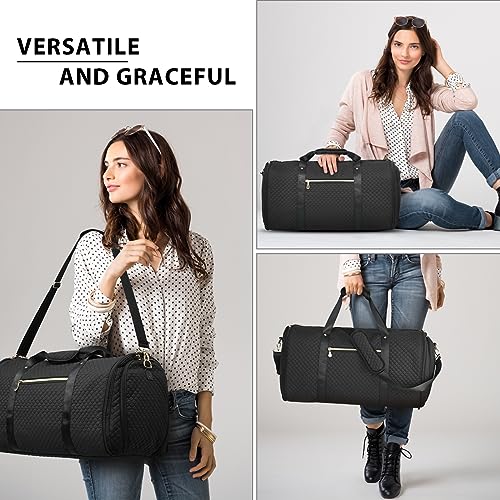 Coolife Garment Bag Carry On Convertible Travel Duffel Bag with Shoe Pouch Weekender Bag for Women Men 2 in 1 Hanging Suit Bag with Shoulder Strap Business Travel Bag (Pink, Standard) - Image 5